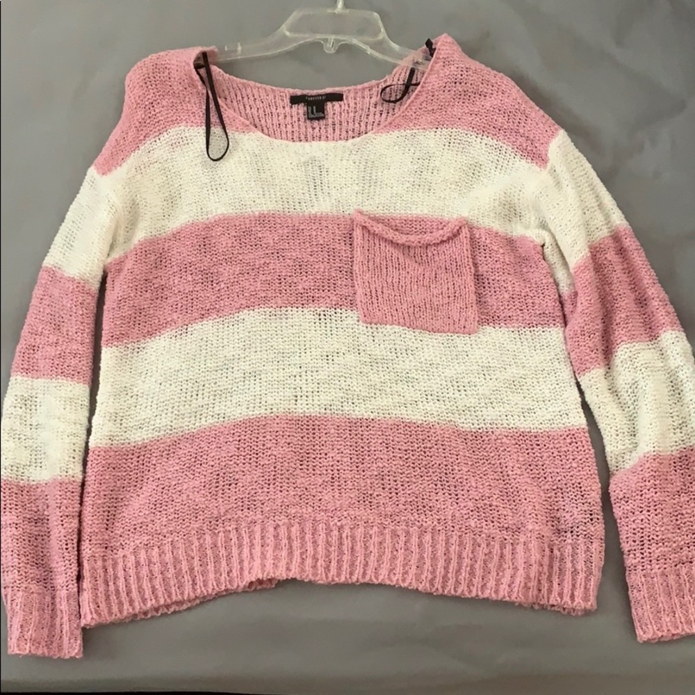Pink and white striped sweater